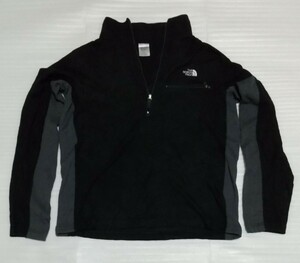 ☆THE NORTHFACE ノースフェイス フリース メンズ サイズ M スポーツ アウトドア ウェア ハーフ ジップ黒ブラック刺繍グレイGLAYポケット付