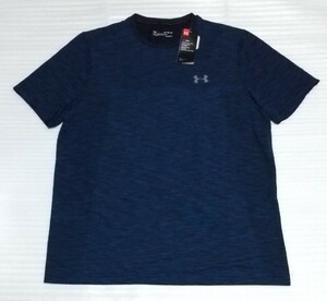 ☆未使用 UNDER ARMOUR 半袖Tシャツ メンズ サイズXLティー ネイビー紺色グレイGLAYアンダーアーマーUA.comストレッチHEATGEARメッシュCOOL