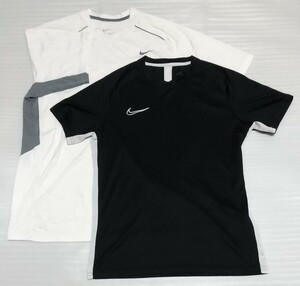 ☆NIKE.com ナイキ 半袖Tシャツ 2枚 サイズ L スポーツ ウェア ストレッチ ティー ブラック黒ホワイト白色グレイGLAYメッシュDRI-FIT☆軽量