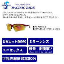 PACIFIC RIDE サングラス ミラーレンズ UVカット99％ フレキシブルノーズパッド メタリックレッド＆クリアーレッドレンズ アスリートモデル_画像2