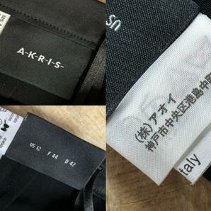 未使用品タグ付 スイス製 AKRIS アクリス パンツ 光沢 スラックス ワイド ロング 黒42の画像9