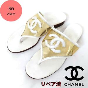 良品CHANEL【シャネル】ココマーク クリア トングサンダル 白