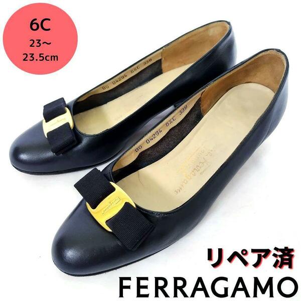 サルヴァトーレ・フェラガモ【Ferragamo】ヴァラ パンプス ネイビー