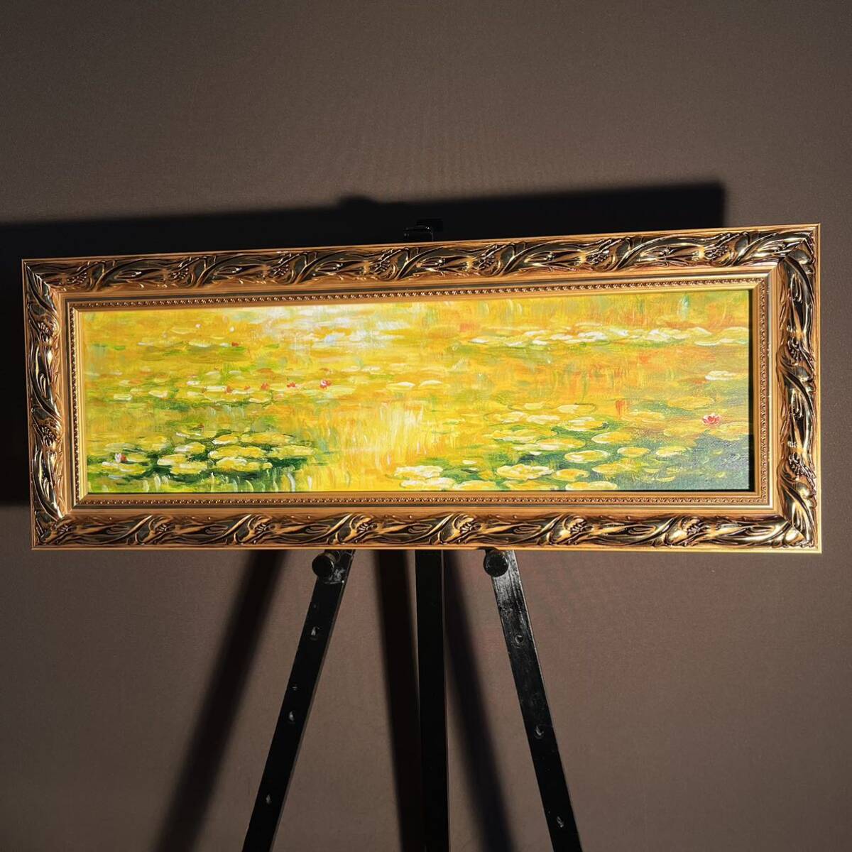 Pintura al óleo manuscrita Claude Monet Estanque de nenúfares Pintura al óleo interior enmarcada dorada, cuadro, pintura al óleo, pintura abstracta