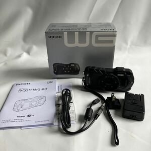 ▽【500円スタート】RICOH リコー デジタルカメラ WG-80 BLACK コンパクトデジタルカメラ 箱・取扱説明書付き 稼動品