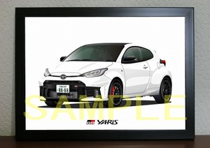 希望ナンバー2024 TOYOTA GR yaris ヤリス A4 デジタルイラスト自動車アート