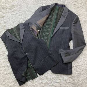 [ ultimate beautiful goods ] Etro ETRO suit 2 piece tailored jacket the best peiz Lee wool silk thousand bird stripe switch 46 M corresponding 