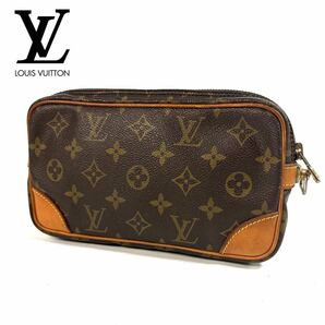 【美品】LOUIS VUITTON ルイ ヴィトン モノグラム マルリードラゴンヌ セカンドバッグ レザー ブラウン M51827 873TH フランス製