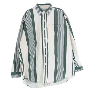 POLO RALPH LAUREN ポロ・ラルフローレン 90s ストライプ 長袖 ボタンダウン シャツ グリーン系 M【中古】