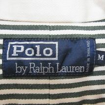 POLO RALPH LAUREN ポロ・ラルフローレン 90s ストライプ 長袖 ボタンダウン シャツ グリーン系 M【中古】_画像4