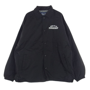 ポークチョップ PORKCHOP PORKCHOP GARAGE SUPPLY 3D B＆S COACH JKT プリント ナイロン コーチ ジャケット ブラック系 XL【中古】