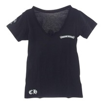 CHROME HEARTS クロムハーツ（原本無） セメタリークロス バック プリント Vネック 半袖 Tシャツ ブラック ブラック系 M【中古】_画像2