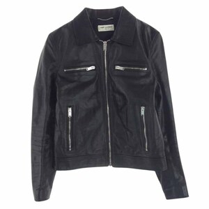 SAINT LAURENT サンローラン 14AW 361845 Y5GF1 エディ期 国内正規品 L01 シングル ライダース レザー ジャケット ブラック系 46【中古】