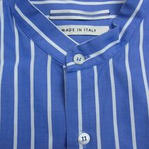 クリスタセヤ Cristaseya Striped Mao Shirt ストライプ マオ バンドカラー スタンドカラー 長袖 シャツ ブラウス ブルー系 L【中古】_画像3