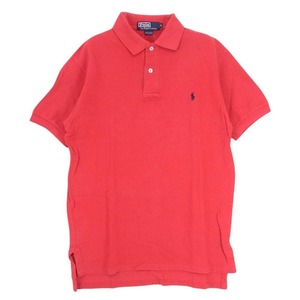 POLO RALPH LAUREN ポロ・ラルフローレン 90s USA製 鹿の子 半袖 ポロシャツ レッド系 S【中古】