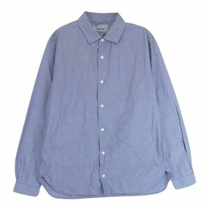 YAECA ヤエカ 14113 COMFORT SHIRT コンフォート スナップボタン 長袖 シャツ ブルー系 M【中古】