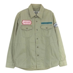 ブルコ BLUCO WORK GARMENT ワーク ガーメント パッチワーク 長袖 シャツ ジャケット カーキ系 M【中古】