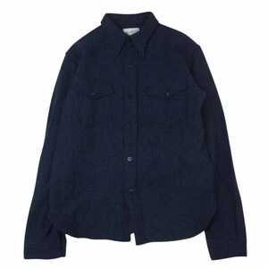 ブラードクロージング BLURRED CLOTHING BLD031 WOOL SPORTS SHIRTS ウール ワーク シャツ ネイビー系 40【中古】