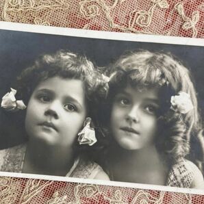 161/4 ＊アンティーク ポストカード＊ 絵葉書 リアルフォト Grete Reinwald 姉妹 実の妹さんです 1908年の画像2