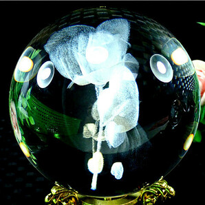 超綺麗K9水晶(バラ花り)丸玉171B1-40B153aの画像3