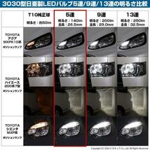 T10 LED ポジションランプ ライセンス ルーム 日亜3030 SMD5連 140lm ホワイト 2個 11-H-3_画像10