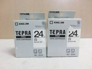 ★未開封・中古★KING JIM テプラテープ カートリッジ TEPRA PRO 24mm 白 ブラックインク 計2個 まとめ