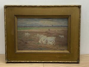 辻永　『山羊のいる風景』1920年代の滞欧作175点のうちの１つと思われる大変貴重な絵　　【真作】
