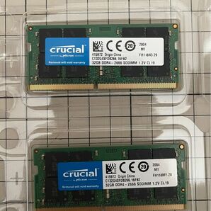 Crucial DDR4 2666 SODIMM 32GB メモリ x2 64GB