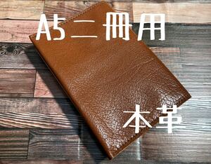 A5 Note two pcs. for Note cover Buffalo grading processing Brown original leather hand made hand .. notebook diary ske Jules . pocketbook cover 