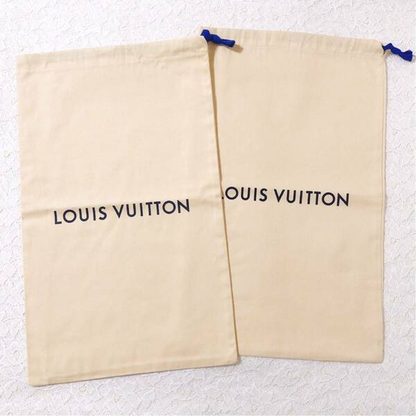 ルイヴィトン「LOUIS VUITTON」シューズ用保存袋 2枚 現行 (3829) 正規品 付属品 内袋 布袋 巾着袋 ベージュ 29.5×49cm 生産国違い