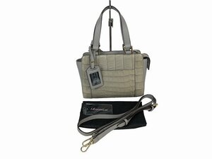 Riamasa/ rear masa2WAY shoulder bag OSANPO ODEKAKE crocodile Cross body lady's gray 