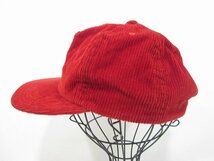 SUPREME / シュプリーム Corduroy Cap ロゴ刺繍 コーデュロイ キャップ 帽子 メンズ レッド_画像2