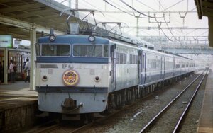 206　【３５㍉ネガ】EF65 112＋14系客車＋ヌマ座？　藤枝市民号マーク　　カラーネガ１コマ