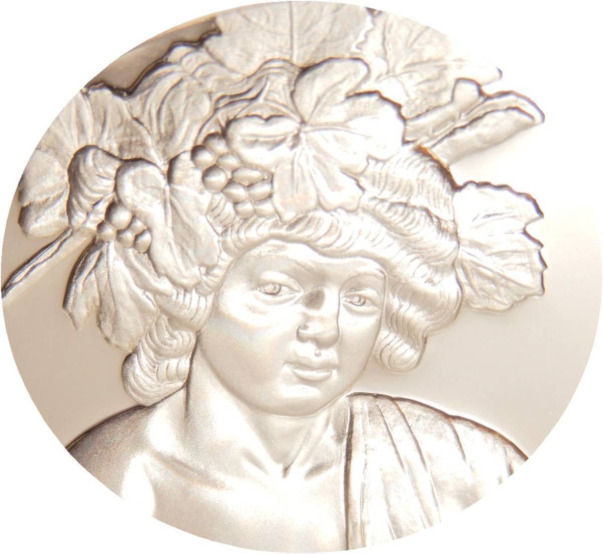 Limited item, extremely beautiful item, made by the French Mint, certified by the Ministry of Finance, artist painting, grape leaf, ancient Greece, Bacchus, sterling silver, souvenir, commemorative medal, tile, insignia, coin, metal crafts, made of silver, others