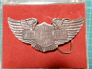 レア 昭和レトロ ヴィンテージ Harley Davidson オートバイ バイク ハーレーダビッドソン 社章 ベルトバックル バッジ メダル 記章 記念品