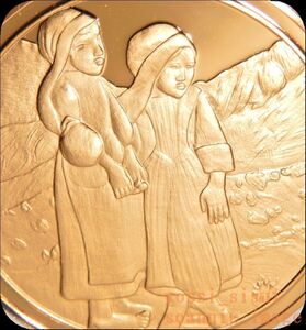 Art hand Auction Rare Limited Edition Made by France Mint Painter Gauguin Painting Girls of Brittany Relief Pure Gold Finish Sterling Silver Silver Medal Coin Insignia, metal crafts, made of silver, others