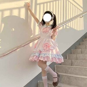 コスプレ メイド服 ワンピース ロリータ かわいい 2XL ピンク