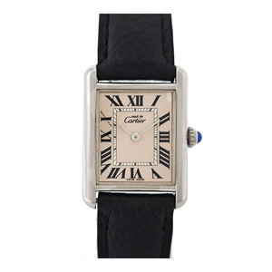 Cartier Mast Tank SM W1016130 Кварцевые серебряные дамы Cartier использовали [часы]