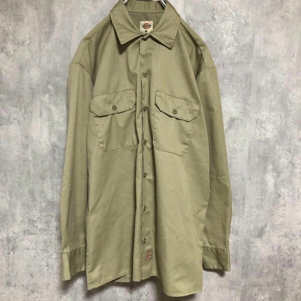 美品　dickies ディッキーズ　シャツ　レトロ　古着　ベージュ　M