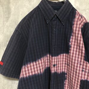 マカオ製　TOMMY JEANS オールドトミー　チェックシャツネイビーM