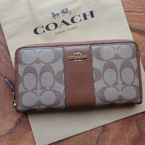 【新品】COACH コーチ 長財布 シグネチャー 　ブラウン