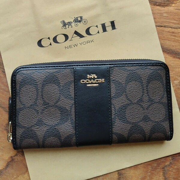 【新品】COACH コーチ 長財布 シグネチャー 　ブラック