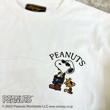 433045-10 SNOOPY FLAG STAFF SNOOPY PEANUTS スヌーピー バイク 長袖Tシャツ クルーネック バックプリント 刺繍 メンズ(ホワイト白) XXL_画像5