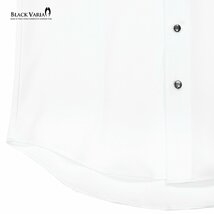 21170-2wh BlackVaria 襟レース ラインストーンボタン ドレスシャツ パウダーサテン メンズ(ブラックレース白シャツ) L パーティー 上品_画像4