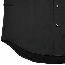 21170-3bk BlackVaria 襟レース ラインストーンボタン ドレスシャツ パウダーサテン メンズ(シルバーレース黒シャツ) XL パーティー 上品_画像4