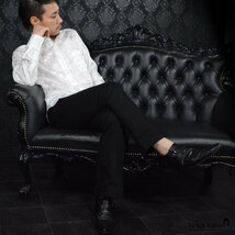 a161222-wh BlackVaria ドゥエボットーニ 花柄 薔薇 ジャガード レギュラーカラー サテン ドレスシャツ メンズ(ホワイト白) 3L パーティー_画像6