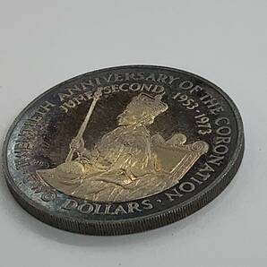 ★クック諸島 エリザベス2世戴冠20周年記念 2ドル銀貨 大型銀貨 1973年 ④の画像6