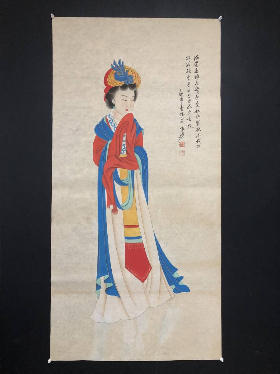 Hizo 现代现代张大千中国艺术家手绘人物画古董古董艺术 GP0403, 艺术品, 绘画, 其他的
