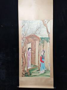 Art hand Auction Geheime Ming-Dynastie Qiu Ying chinesischer Künstler handgemalte Figurenmalerei antike antike Kunst GP0403, Kunstwerk, Malerei, Andere