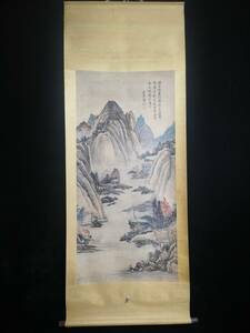 秘藏 明代 沈周 中國畫家 手描き 山水畫 古美味 古美術GP0403